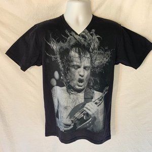 New Rare ACDC Rockware V Neck Angus Photo T Shirt